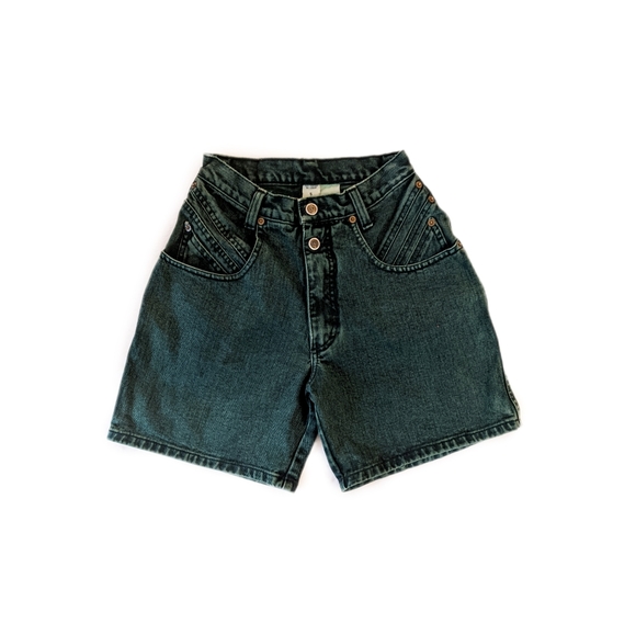 Vintage 90s Green High Rise Bermuda Mom Shorts - Picture 1 of 10